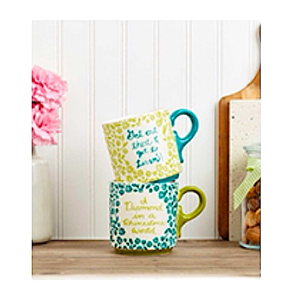 Dolly Parton Country Music Lyrics Inspirational Quote Mugs Teal Green Colors NWT